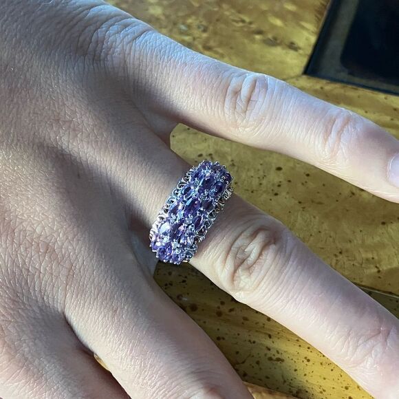 Rose de France Amethyst Sterling Silver Ring Size 7 - Picture 4 of 9